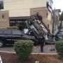 Suspected impaired driver crashes car upside down into Starbucks drive-thru