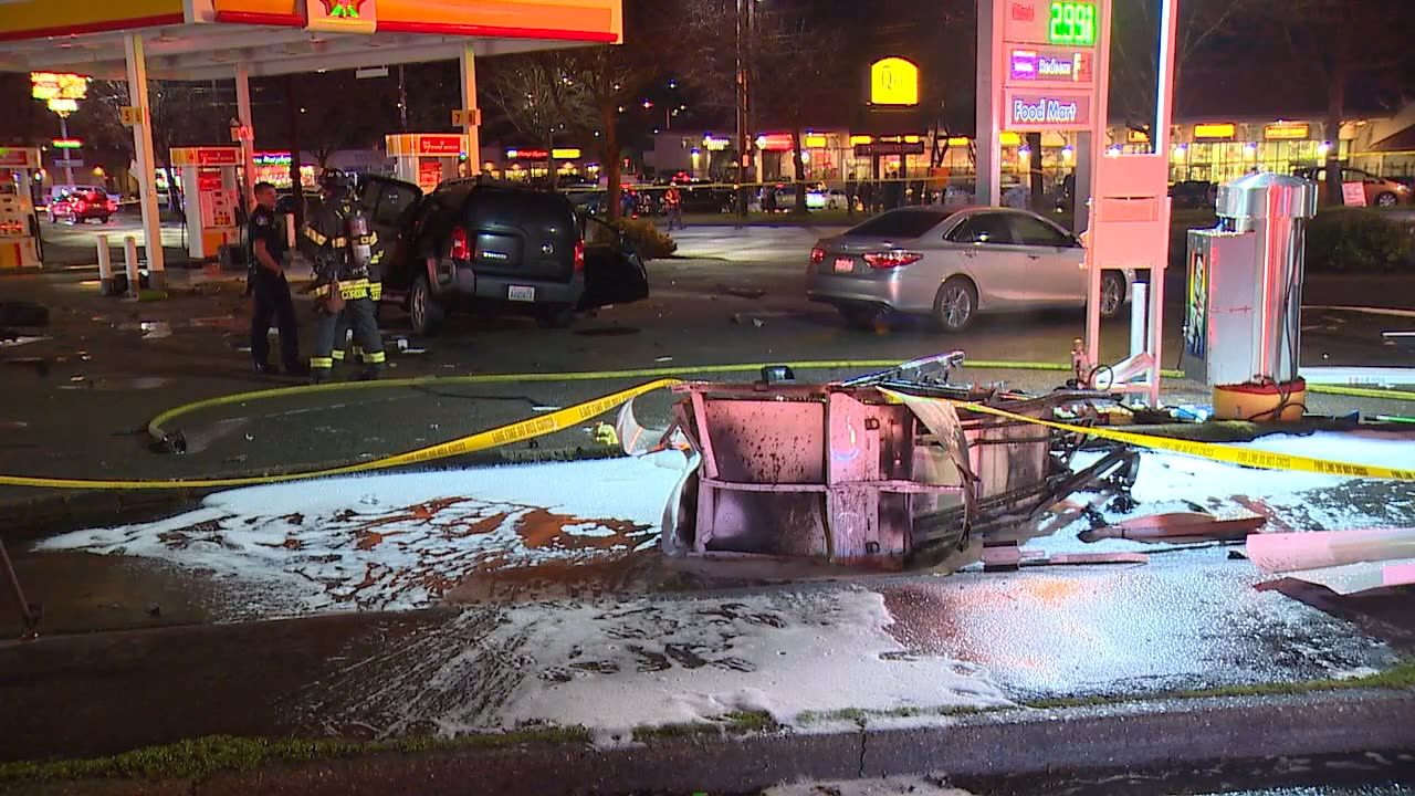 Surveillance video shows ball of flames after SUV hits gas pump WEAR