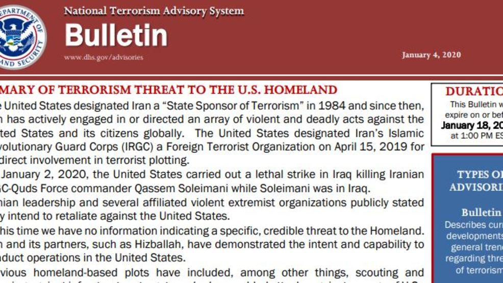 U.S. Department of Homeland Security calls on Americans to 'remain