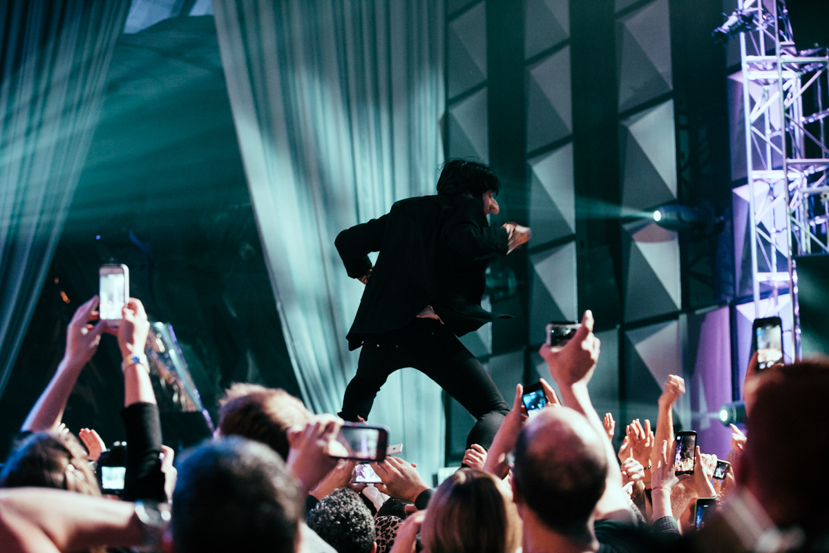 Macklemore and Ryan Lewis made a special appearance at EMP’s Vivid event for the new exhibition Spectacle. The new exhibit is all about music videos so in the spirit Macklemore and Ryan Lewis performed their award winning Thrift Shop and Can’t Hold Us to a screaming crowd. May 16th 2014. (Joshua Lewis / Seattle Refined)