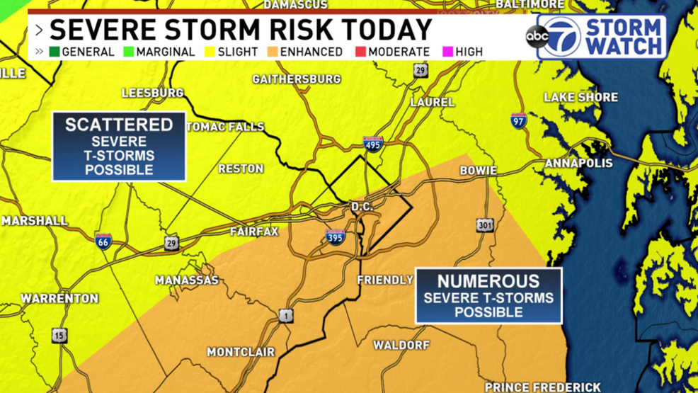 Dc Area Under Enhanced Risk As Severe Storms Are Expected On Tuesday