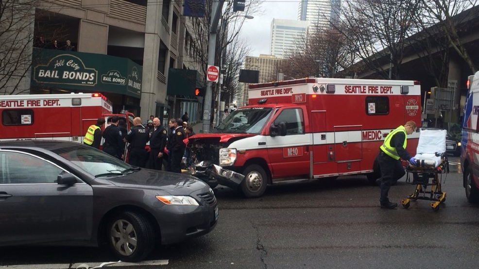 3 Hurt In Crash Involving Ambulance In Downtown Seattle | KOMO